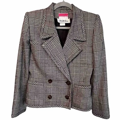 Chaqueta De Colección Oscar De La Renta Estampado Glen Check Pata de Gallo Talla 6 Rara Foto 1 de 4