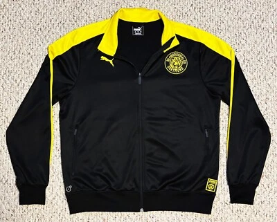 Chaqueta deportiva Dortmund Vintage Puma para hombre negra con rayas amarillas XL increíble estado Foto 1 de 4