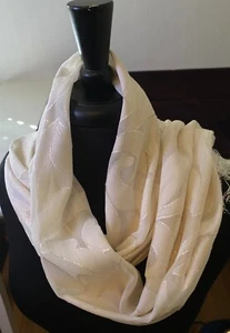 Vintage Oscar De La Renta Long Silk Scarf w/ Metallic Glints XX224 - Picture 1 of 5
