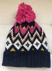 Old navy one sz girls knit hat fair isle NWOT Blue Pink Winter Christmas Picture - Picture 1 of 3