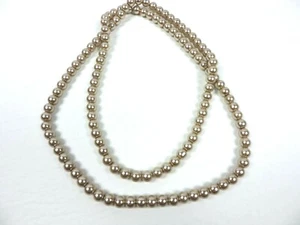 Vintage Glass Faux Pearl Strand 44 Inches Champagne Necklace Jewelry Classic - Picture 1 of 8