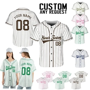 Individuelles Baseball Trikot, personalisiertes Name Nummer Shirt, Retro gestreiftes Trikot, Un - Bild 1 von 8