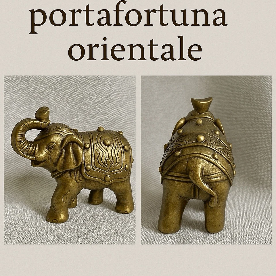 Elefante decorativo in ottone – Artigianato orientale – Portafortuna - Immagine 1 di 1