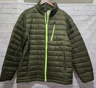 Casaco acolchoado Xersion masculino grande verde oliva bolsos com zíper completo - Imagem 1 de 3