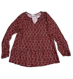 Wonderly LS Julianna Crepe Notch Gourmet Red Long Sleeve Blouse Size MP - Picture 1 of 6