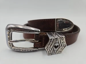 Cinturón de cuero vintage Brighton para mujer marrón L/34 39707 hebilla de corazón - Imagen 1 de 8