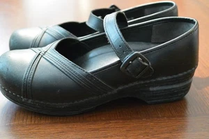 Dansko XP Schwarz Leder Mary Jane Clogs EUR 38 ≈ US 7,5 Krankenschwester Flughafen - Bild 1 von 5