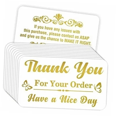 100 шт. карточек с благодарностью за ваш заказ — золотая фольга для малого бизнеса - Изображение 1 из 4