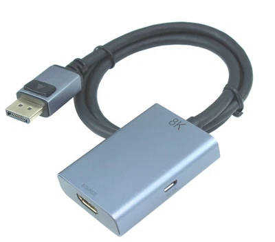 HDMI Female (Source) to DisplayPort Male (Monitor) to 8K@30Hz Adapter (2.5ft) - Image 1 of 2