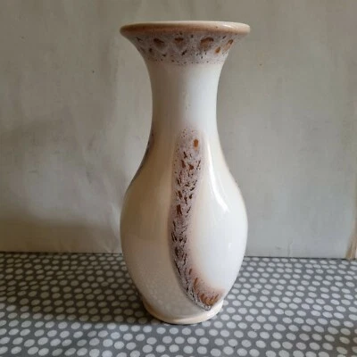 Kingston Pottery Hull Cream Coloured Vase With Raised Light Brown Decoration  - Image 1 of 4