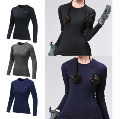 Mujeres Top Térmico de Vellón Damas Ropa Interior Cálida Manga Larga Invierno Ropa de Esquí Foto 1 de 2