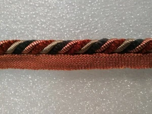 6 yards CORD W/LIP 1/2" - BRICK/RUST/BLACK/BEIGE - Upholstery Fabric Trim WIN40 - Picture 1 of 1