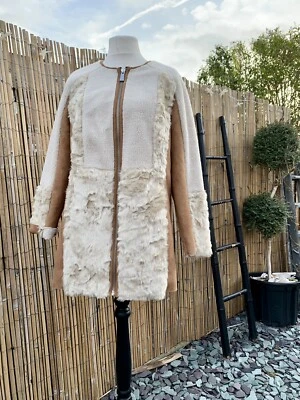 Коллекция M & S искусственной замши стриженный мех плюшевый контраст плюшевая кожа молнии пальто Великобритании 16 - Изображение 1 из 4