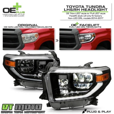 **Conversion Halogen to LED DRL Headlights** For 2014-2021 Toyota Tundra SR SR5 - Image 1 of 4