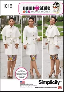 Simplicity Misses/Women Coat & Detachable Cape Sew Pattern 1016 Miss & Plus Size - Picture 1 of 5