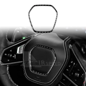 Black Carbon Fiber Sticker Steering Wheel Center Cover For Corvette C8 20-24 - Bild 1 von 7