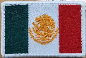 Parche Bandera México MEX con Cierre de Gancho y Lazo Versión Águila Dorada Borde Blanco - Imagen 1 de 1