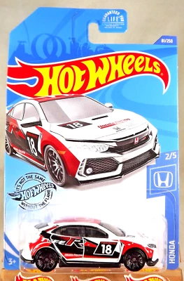 2020 Hot Wheels #81 Honda 2/5 2018 HONDA CIVIC TYPE R White Variant w/Black J5Sp - Image 1 of 4