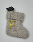 Harvey Lewis 6 Inch Cable Knit Christmas Monogram Stocking Letter F