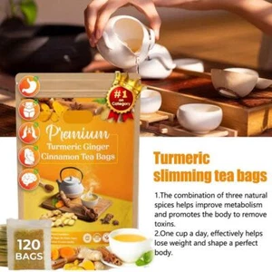 60/120 Pcs Premium Turmeric, Ginger, Cinnamon Blend Tea Bags,100% Natural Sale🚀 - Imagen 1 de 14