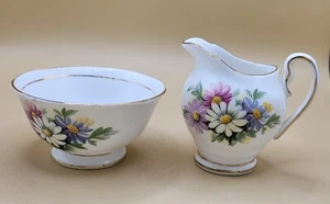 China Toscana de Hueso Fino Rosa y Oro Floral, Pequeño Abierto Azúcar y Crema, Inglaterra - Imagen 1 de 9