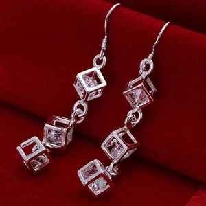 stone Silver Earring Wedding crystal beautiful Fashion charms Cute women 925 - Picture 1 of 3