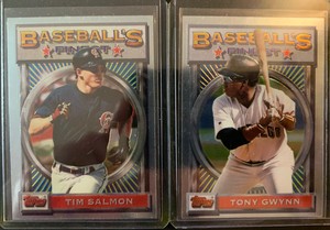 1993 Topps Finest Lot (2) - Tony Gwynn #77 Tim Salmon #163 RC Rookie - Mint