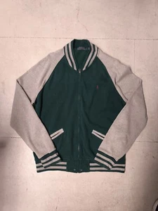 VTG Polo Ralph Lauren Varsity Sweatshirt Mens Size Large Green/Grey - Picture 1 of 8