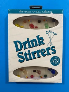 Venezia Art Glass Toucan Swizzle Sticks Drink Stirrers Set of 6 In Box NEW - Picture 1 of 13