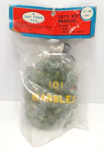 Vintage A Day Fran Toy Cat's Eye Marbles 100 Marbles 1 Shooter in Pouch #7100 - Picture 1 of 3