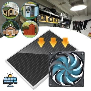 Solar Panel Powered Fan 10W Ventilator Exhaust Fan Greenhouse Chicken Coop Attic - Picture 1 of 13