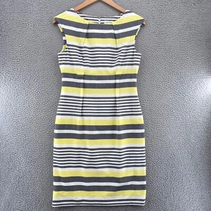 Calvin Klein Kleid Damen 10 gelb grau gestreift Etui knielang Karriere* - Bild 1 von 12