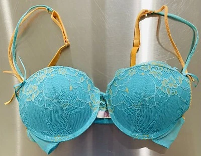 Sujetador push up Xhilaration íntimo y ropa de dormir para mujer con cordones naranja verde azulado talla 34B Foto 1 de 4