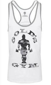 🏅UK 2XL. Gold's Gym. Original Muscle Joe Camo Stringer Weste. Weiß/Tarnmuster Neu+Etikett - Bild 1 von 12