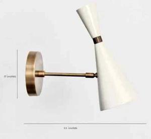 Mid Century Modern Brass Wall Sconce Light Fixture – Vintage Style Lamp - Picture 1 of 8