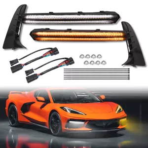 Luz de circulación diurna con bisel de parrilla LED con giro dinámico para Corvette C8 cupé 2020+ - Imagen 1 de 8
