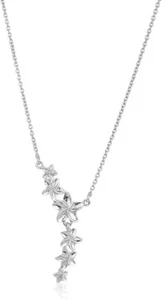 Vanbelle Sterling Silver Jewelry - Flower Drop Pendant Necklace Plated 925 Stamp - Picture 1 of 5