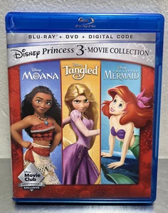 Disney Princess 3-Movie Collection: Moana Tangled Little Mermaid Blu-Ray DVD - Picture 1 of 2