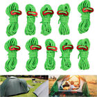 10Pcs/Set Guy 4m Rope Reflective Cord Lines With Runner Tent Camping Guide Green