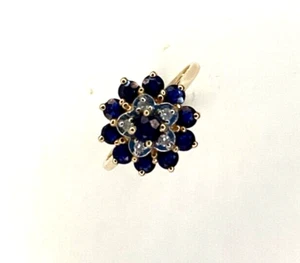 Natürlicher Saphir und Diamant 14 Karat Gelbgold Ringgröße 6,25 - Bild 1 von 2