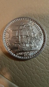 Segelschiff USS CONSTITUTION 1976 Poseidon Karneval Doubloon Holzschiff Nola - Bild 1 von 2