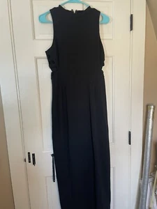 FOREVER 21 WOMENS PEEKABOO LONG BLACK SLEEVELESS DRESS- SIZE M - 416 - Picture 1 of 12