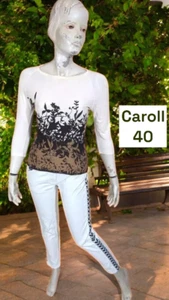 👕 Caroll Taille 40 👕 Superbe top manches 3/4 crème marron femme - Foto 1 di 5