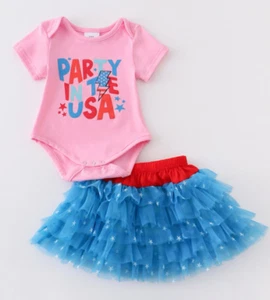 NEW Party In The USA Romper & Tutu, 4th of July Fun Gift Pickles Picks Plus - Picture 1 of 9