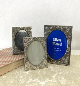 Vintage Silver Plated Repousse Art Noveau Style Picture Photo Frame Set of 3 - Picture 1 of 8