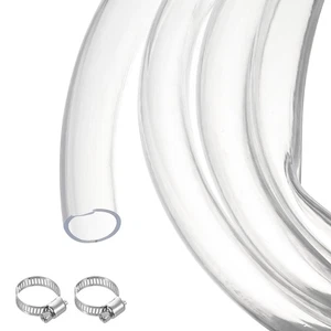 Klar PVC Schlauch 1 1/4" ID 1 1/2" OD Flexibler Wasserschlauch 10 Fuß, mit 2 Stück Schellen - Bild 1 von 7