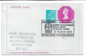 70th ANNIV QUEEN ALEXANDRAS ARMY NURSING CORP LETTER CARD 1972 REF 6240 - Bild 1 von 1