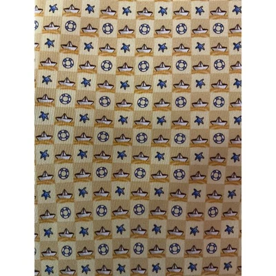 Salvatore Ferragamo Mens Yellow Silk Nautical Print Tie Italian Gentleman Banker - Image 1 of 4