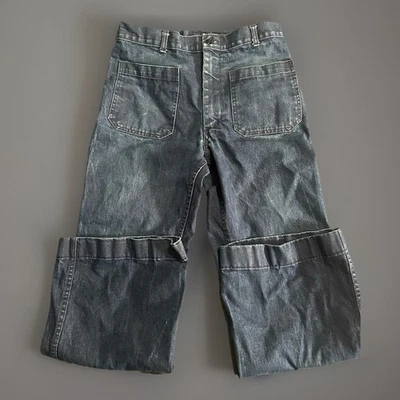 Vintage 80s US Navy Denim type II utility trousers jeans bell bottoms size 34 R - Image 1 of 4