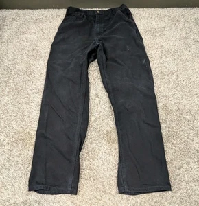 Vintage Carhartt Carpenter Pants Loose Fit Mens 34x34 Fits 32x33 B11-BLK Canvas - Picture 1 of 10